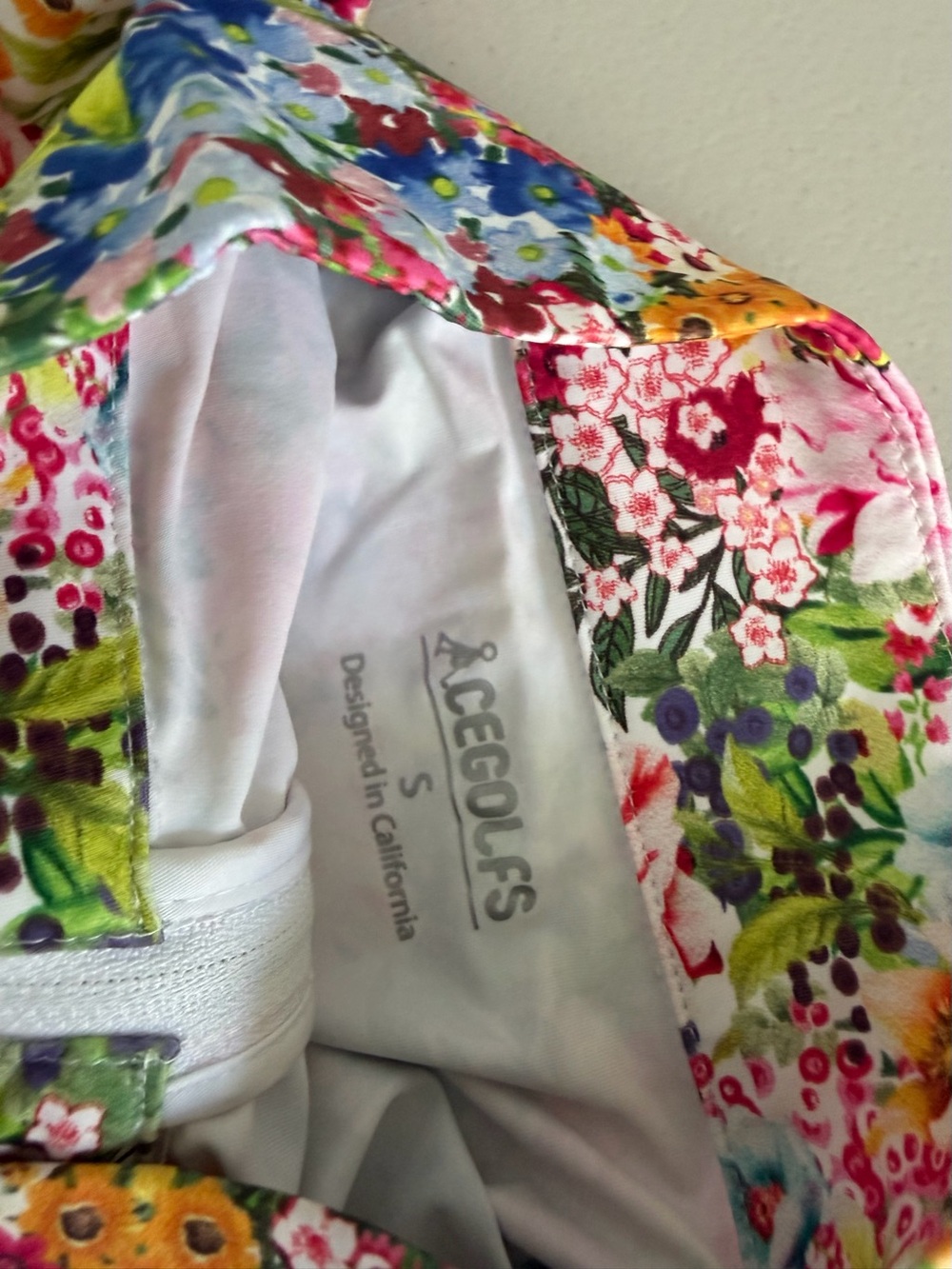 ACEGOLFS NWT White Floral Quarter Zip Golf Pullover Size S - Picture 4 of 7